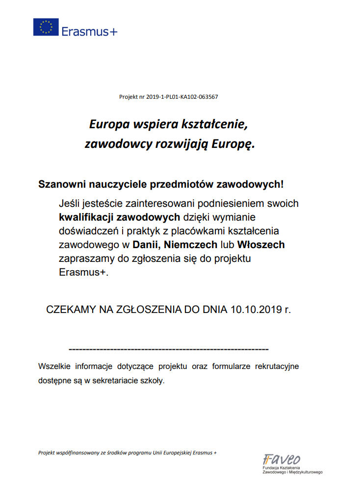 Europa wspiera kształcenie, zawodowcy rozwijają Europę